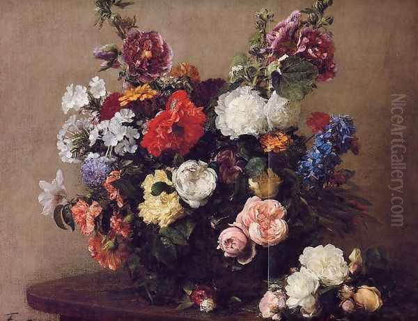 Bouquet of Diverse Flowers Oil Painting by Ignace Henri Jean Fantin-Latour