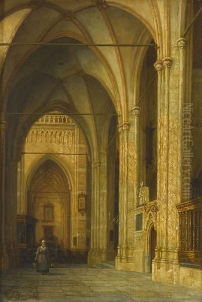 Interieur Der Eusebiuskerk In Arnheim Oil Painting by Jurrien Hendriks