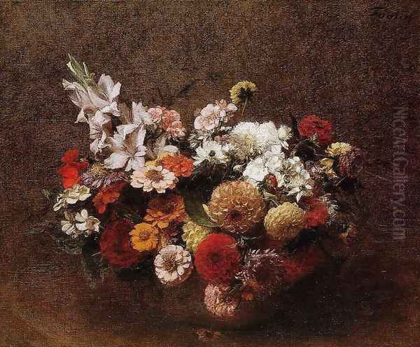 Bouquet of Flowers II Oil Painting by Ignace Henri Jean Fantin-Latour