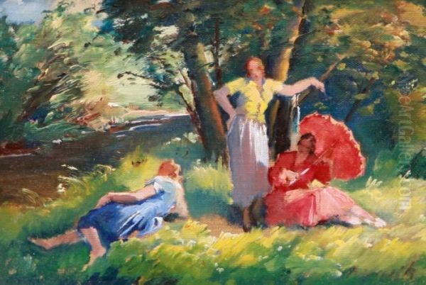 Summer Afternoon Oil Painting by Frantisek Hladik