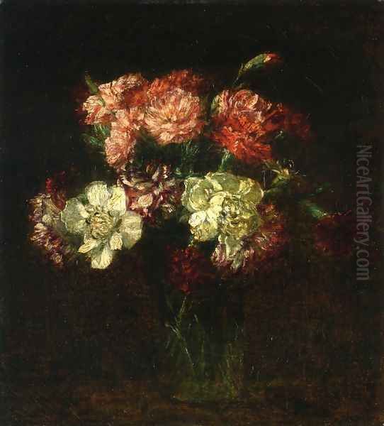 Carnations I Oil Painting by Ignace Henri Jean Fantin-Latour