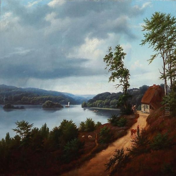 Landscape With A View Of The Silkeborg Lakes Oil Painting by Peter Holm