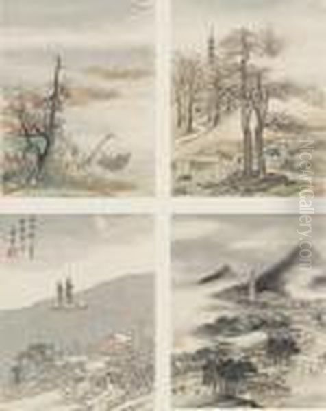 Scenery Of The Four Seasons Oil Painting by Zhang Hong