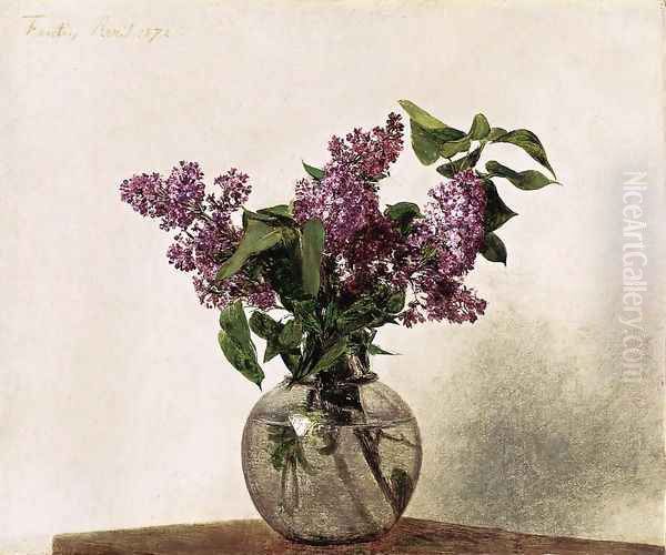 Lilacs Oil Painting by Ignace Henri Jean Fantin-Latour