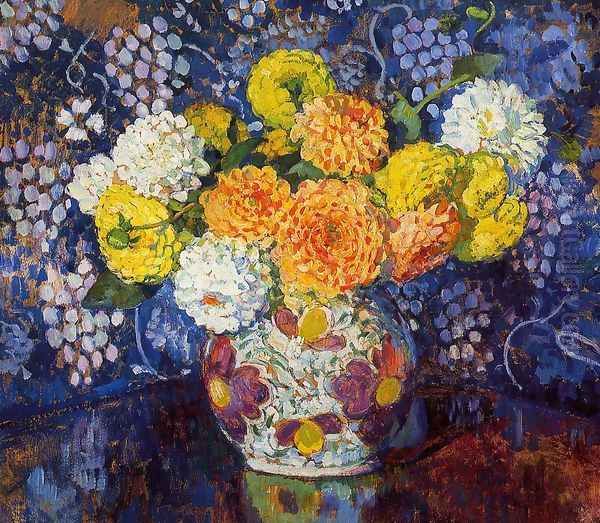 Vase of Flowers Oil Painting by Theo van Rysselberghe