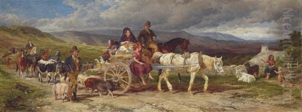 'when First I Saw Sweet Peggy': Irish Peasants Going To Market Oil Painting by William H. Hopkins