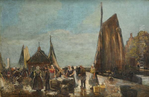 Le Retour De La Peche Oil Painting by Hans Adolf Horner