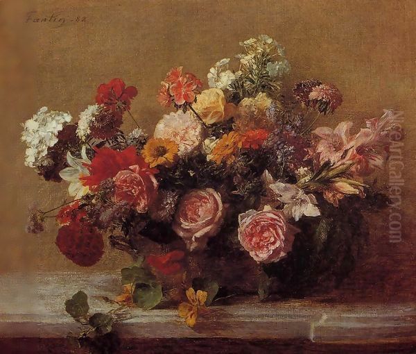 Flowers VI Oil Painting by Ignace Henri Jean Fantin-Latour