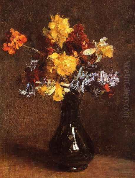 Vase of Flowers Oil Painting by Ignace Henri Jean Fantin-Latour