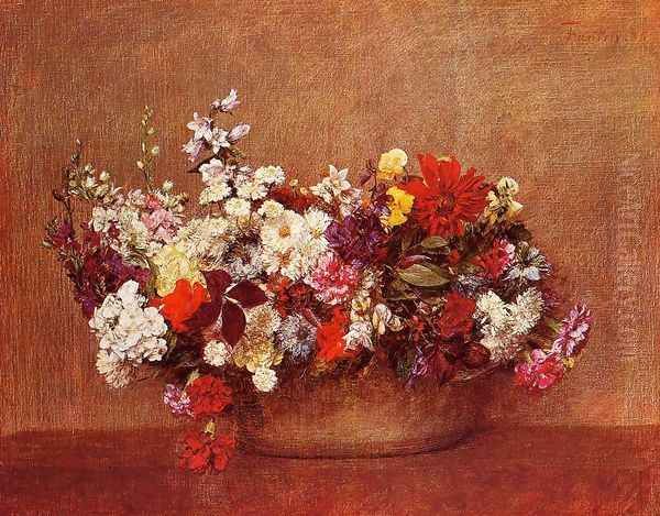 Flowers in a Bowl Oil Painting by Ignace Henri Jean Fantin-Latour