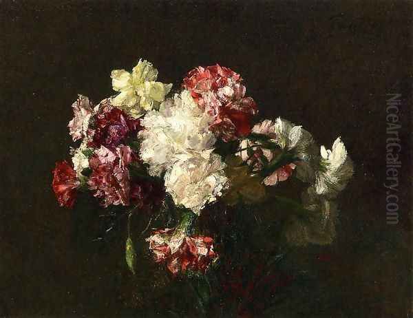 Carnations Oil Painting by Ignace Henri Jean Fantin-Latour