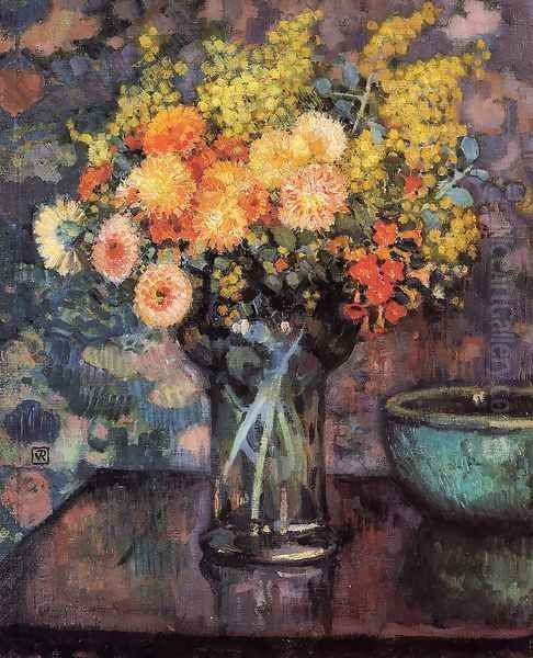 Vase of Flowers I Oil Painting by Theo van Rysselberghe