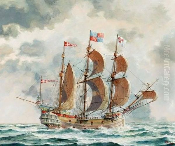 Reconstruction Of An English Ship After A Silver Trophy Owned By Ms. Nicoll Oil Painting by Joseph Hunt