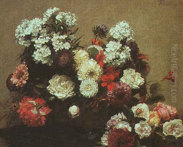 Still Life with Flowers 1881 Oil Painting by Ignace Henri Jean Fantin-Latour