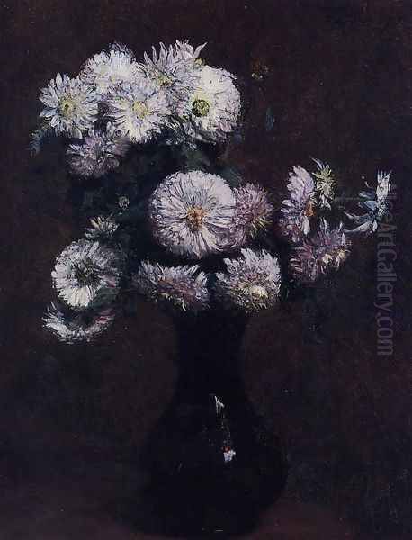 Chrysanthemums Oil Painting by Ignace Henri Jean Fantin-Latour