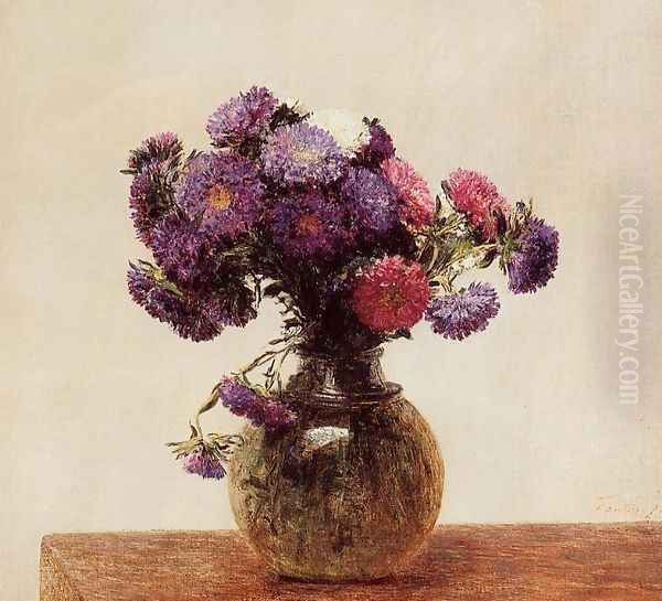 Queens Daisies Oil Painting by Ignace Henri Jean Fantin-Latour