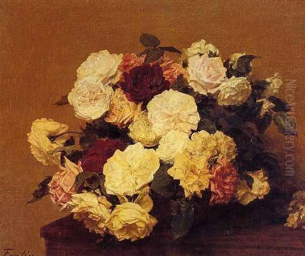 Roses XII Oil Painting by Ignace Henri Jean Fantin-Latour