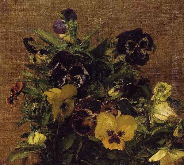 Pansies 2 Oil Painting by Ignace Henri Jean Fantin-Latour