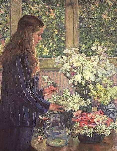 Garden Flowers Oil Painting by Theo van Rysselberghe