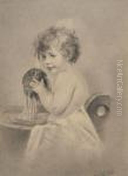 Portrait D'un Petit Enfant A Sa Toilette Oil Painting by Jean Jalabert