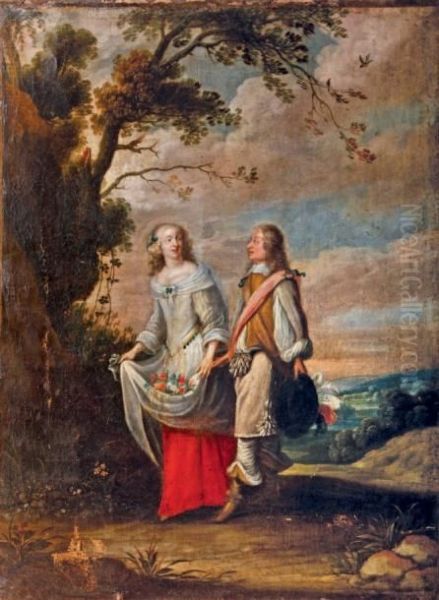 Couple De Promeneurs Dans La Campagne Oil Painting by Hyeronimus Janssens