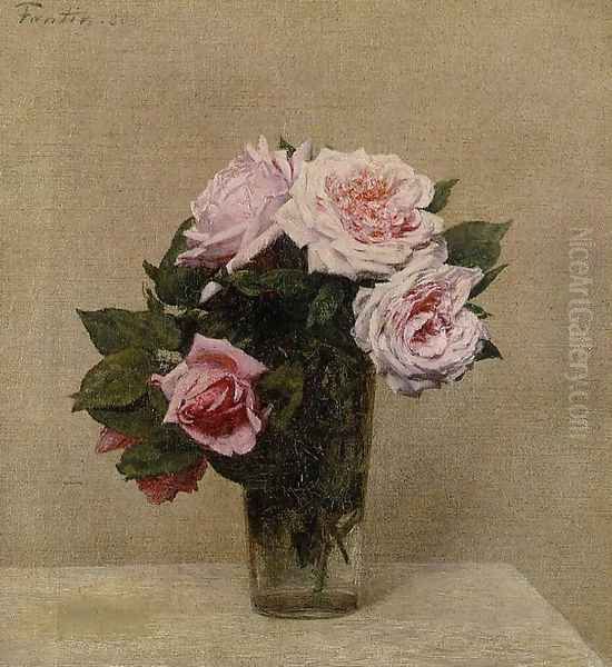 Roses Roses Oil Painting by Ignace Henri Jean Fantin-Latour