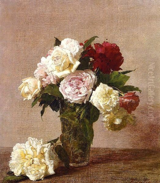 Roses VI Oil Painting by Ignace Henri Jean Fantin-Latour