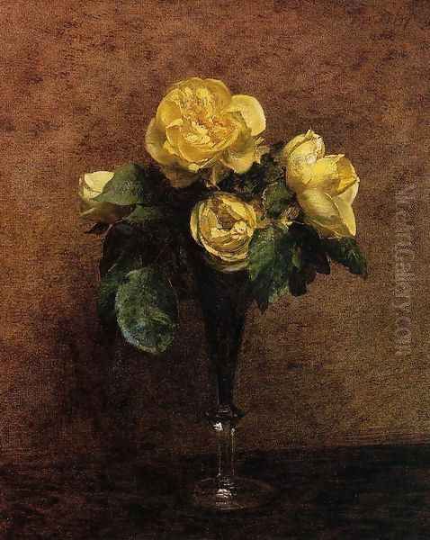 Fleurs: Roses Marechal Neil Oil Painting by Ignace Henri Jean Fantin-Latour