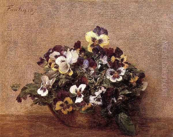 Pansies I Oil Painting by Ignace Henri Jean Fantin-Latour