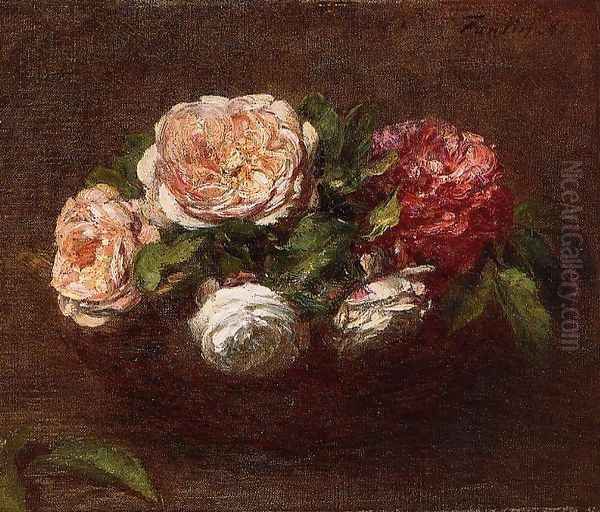 Roses Oil Painting by Ignace Henri Jean Fantin-Latour