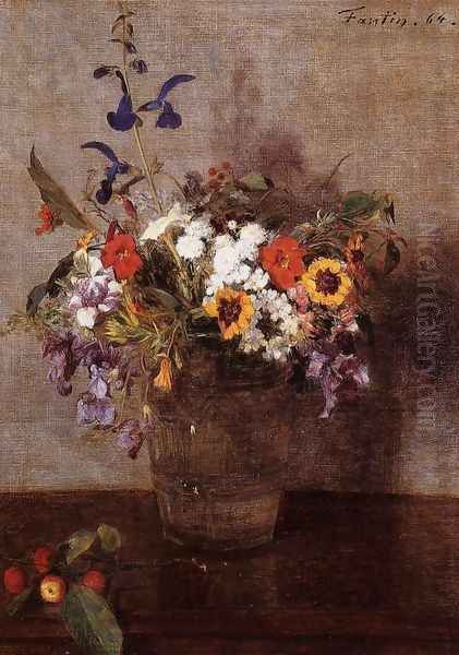 Diverse Flowers Oil Painting by Ignace Henri Jean Fantin-Latour