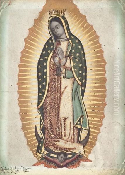 Virgen De Guadalupe Oil Painting by Nicolas Rodriguez Juarez