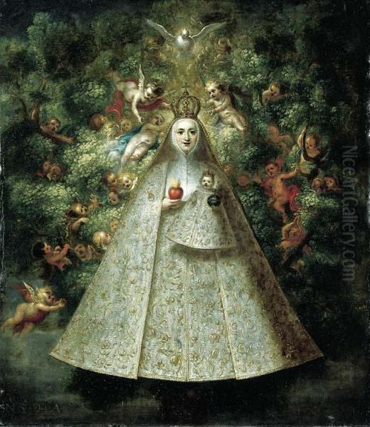 Nuestra Senora De La Encina Oil Painting by Nicolas Rodriguez Juarez