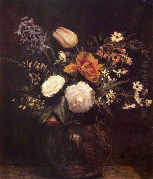 Flowers Oil Painting by Ignace Henri Jean Fantin-Latour