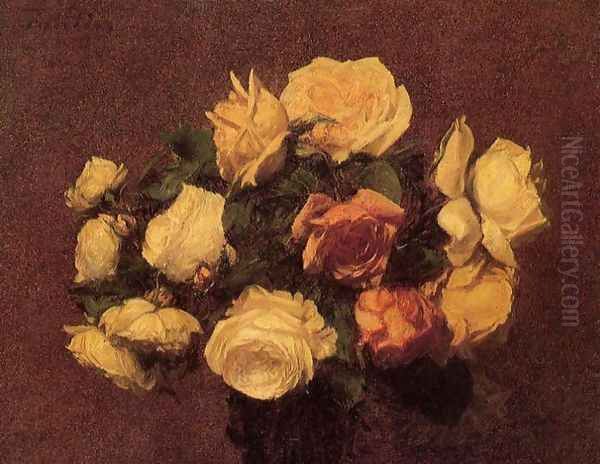 Roses I Oil Painting by Ignace Henri Jean Fantin-Latour