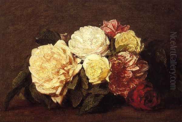 Roses XV Oil Painting by Ignace Henri Jean Fantin-Latour