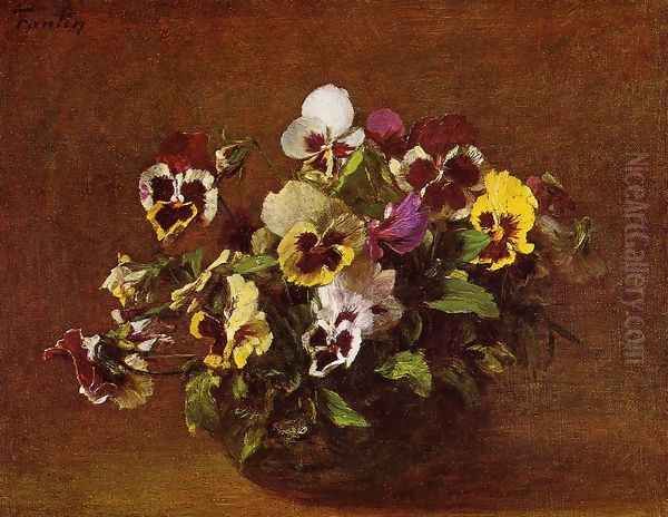 Pansies II Oil Painting by Ignace Henri Jean Fantin-Latour