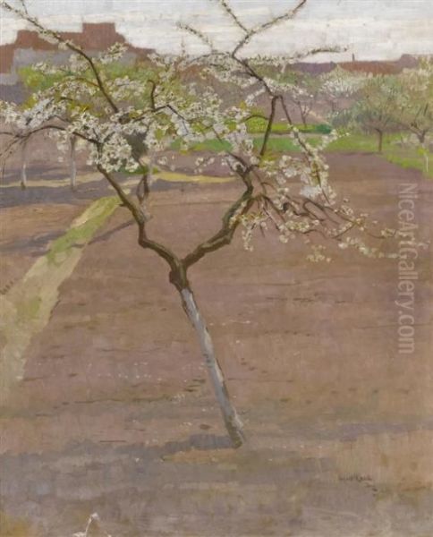 Fruit Tree In Blossom Oil Painting by August Kaul