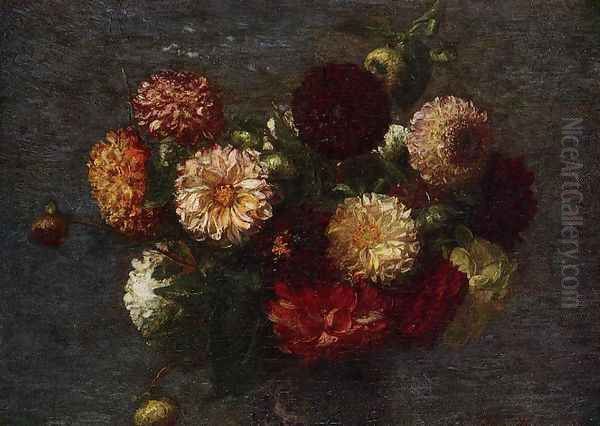 Chrysanthemums II Oil Painting by Ignace Henri Jean Fantin-Latour