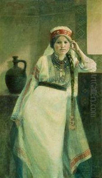 A Pagan Priestess Oil Painting by Vaclav Kejmar