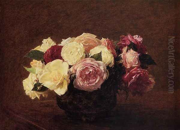 Roses IX Oil Painting by Ignace Henri Jean Fantin-Latour