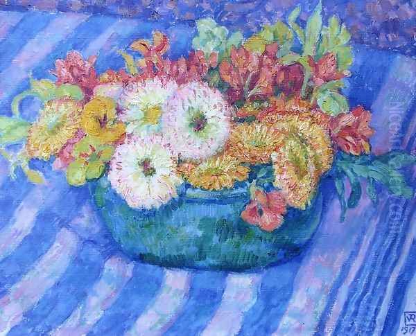 Yellow Bouquet Oil Painting by Theo van Rysselberghe