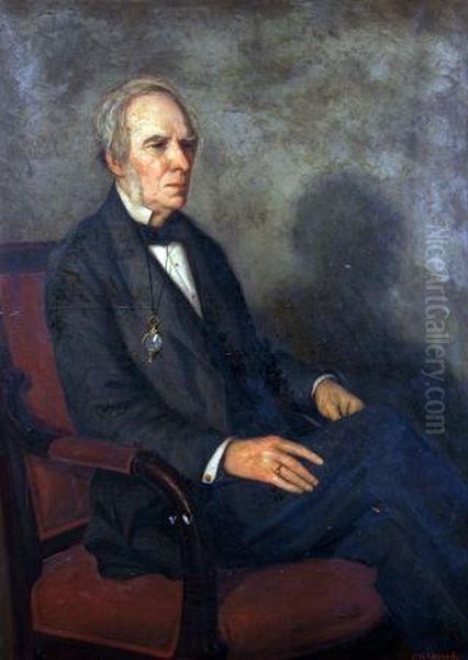 Portrait Of A Seated Gent Wearing Black Suit And Monocle Oil Painting by Charles Napier Kennedy