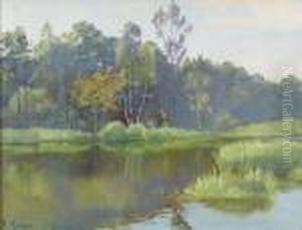 Sommerliche Ansicht Der Ufenau Oil Painting by Robert Kiener