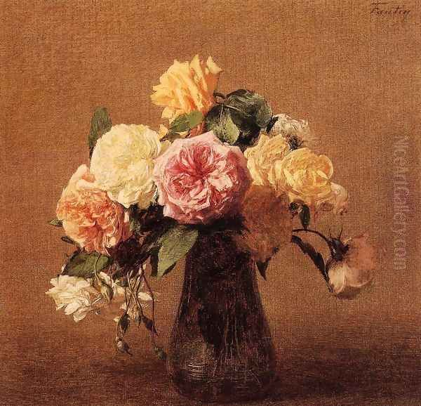 Roses X Oil Painting by Ignace Henri Jean Fantin-Latour