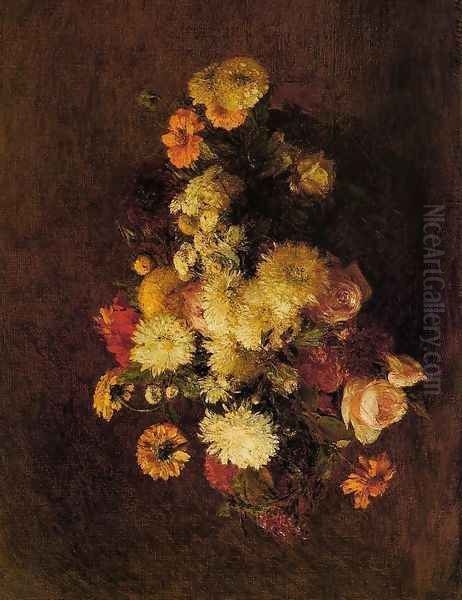 Bouquet of Flowers I Oil Painting by Ignace Henri Jean Fantin-Latour