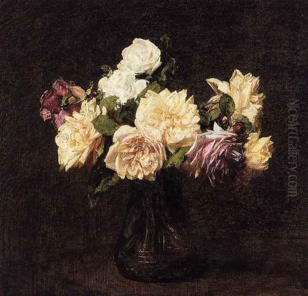 Roses XI Oil Painting by Ignace Henri Jean Fantin-Latour