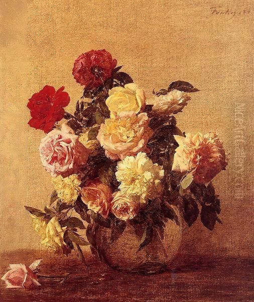 Roses IV Oil Painting by Ignace Henri Jean Fantin-Latour