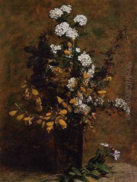 Broom and Other Spring Flowers in a Vase Oil Painting by Ignace Henri Jean Fantin-Latour