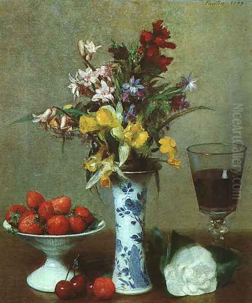 Still Life (or The Engagement) Oil Painting by Ignace Henri Jean Fantin-Latour